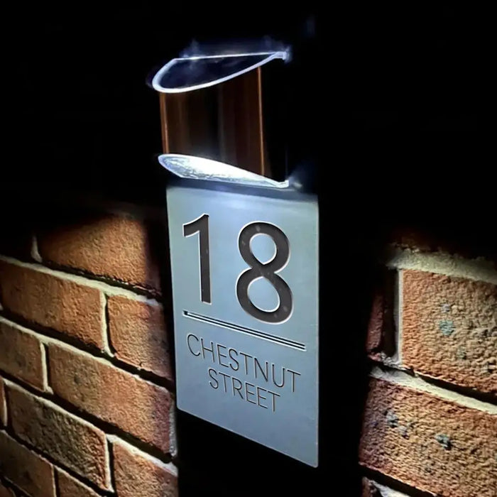 Customized House Sign Solar LED Light Modern Residential Address Sign Printing Address Plaque Street Name Door Plates