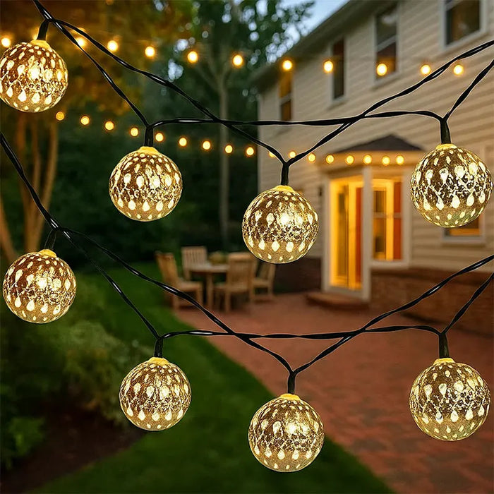 3.5M Solar String Lights Moroccan Ball RGB LEDs Perfect for Weddings Parties Birthdays Christmas Home Bedroom Garden Yard Decor