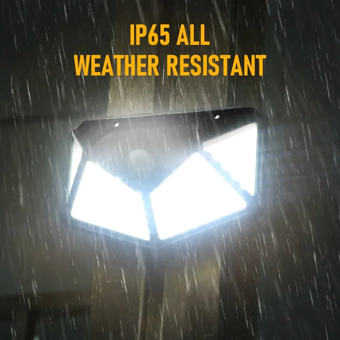 100 LED Solar Wall Lamp Wireless with Motion Sensor Human Waterproof Garden Decoration Spotlights Stairs Outdoor Wall Light