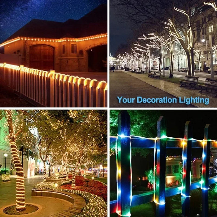 Solar Rope Lights Solar LED Light Path Deck Outdoor Garden Solar String Lights Waterproof Outdoor Lighting Strips 8 Light Modes
