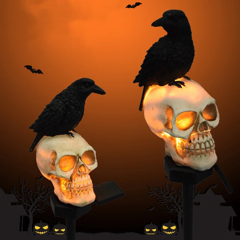 Halloween outdoor lights, waterproof solar Christmas tree pumpkin garden stake lights, Santa Claus crow skull panda decoration