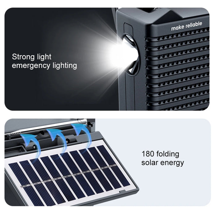 Solar Radio with Flashlight & BT Speaker Full Band Radio Emergency Radio for Outdoor Camping and Emergency