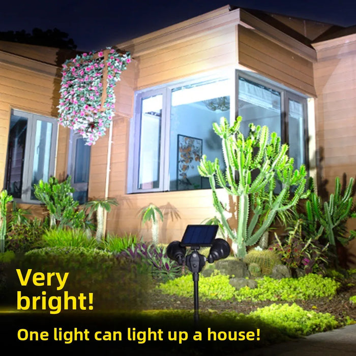 Solar spotlights for outdoor courtyard landscapes, dual head ground penetrating trees, human body sensing lawn lights