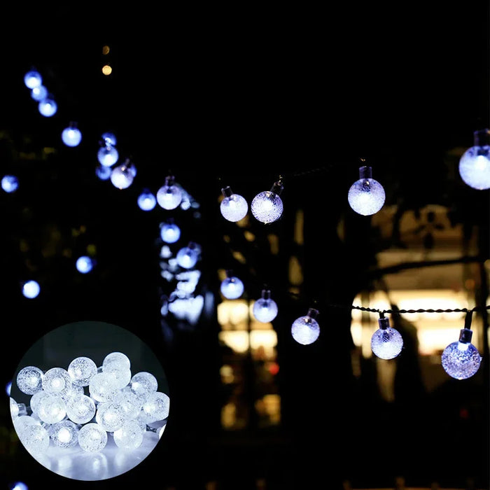 Solar Crystal Globe Ball Fairy Lamps 8 modes String Lights Outdoor Waterproof Solar Powered Patio Light for Garden Party Decor
