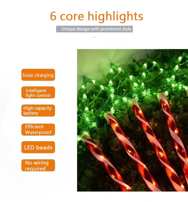 5pc/set solar candy Christmas tree ground installation decorative lights outdoor garden lawn LED lights courtyard lights