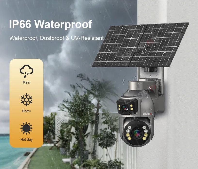 LS VISION 8MP 24/7 Video Recording AOV 4G Solar Camera Dual Screens Outdoor 20X Optical Zoom 50m Detection Distance CCTV Cameras