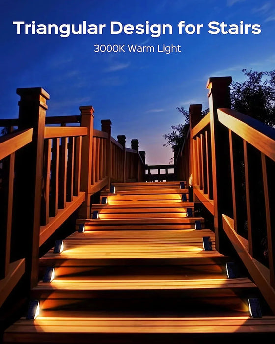 Solar LED Stair Lights with Motion Sensor Outdoor Step 3 Mode Lighting IP67 Decorative Light for Patio Garden Solar Panel Lamps