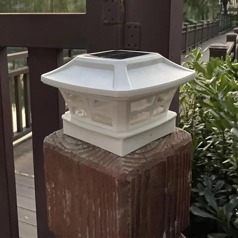 Solar Outdoor Post Cap Lights - 10x10- Bright LED Light for Fence Deck Garden or Patio Posts, White & Warm Light, 3-Gear Modes