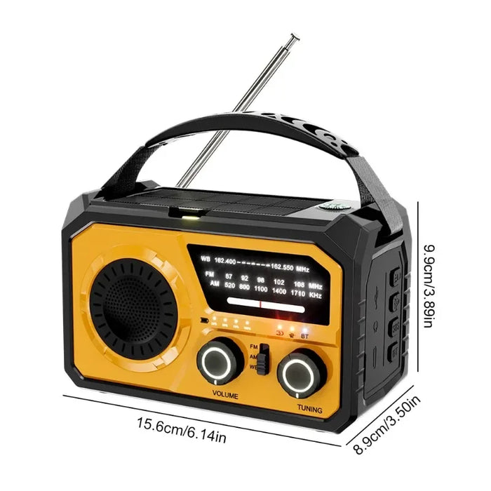 Emergency Radio AM/FM/WB NOAA Weather Radio Type-C Charging Solar Hand Crank Radio with ED Flashlight Reading Lamp Power Bank