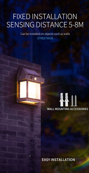 Solar Wall Lights Outdoor Tungsten Waterproof Wireless Motion Sensor Security Lamps Dusk to Dawn Lighting for Garden 1PCS NEW