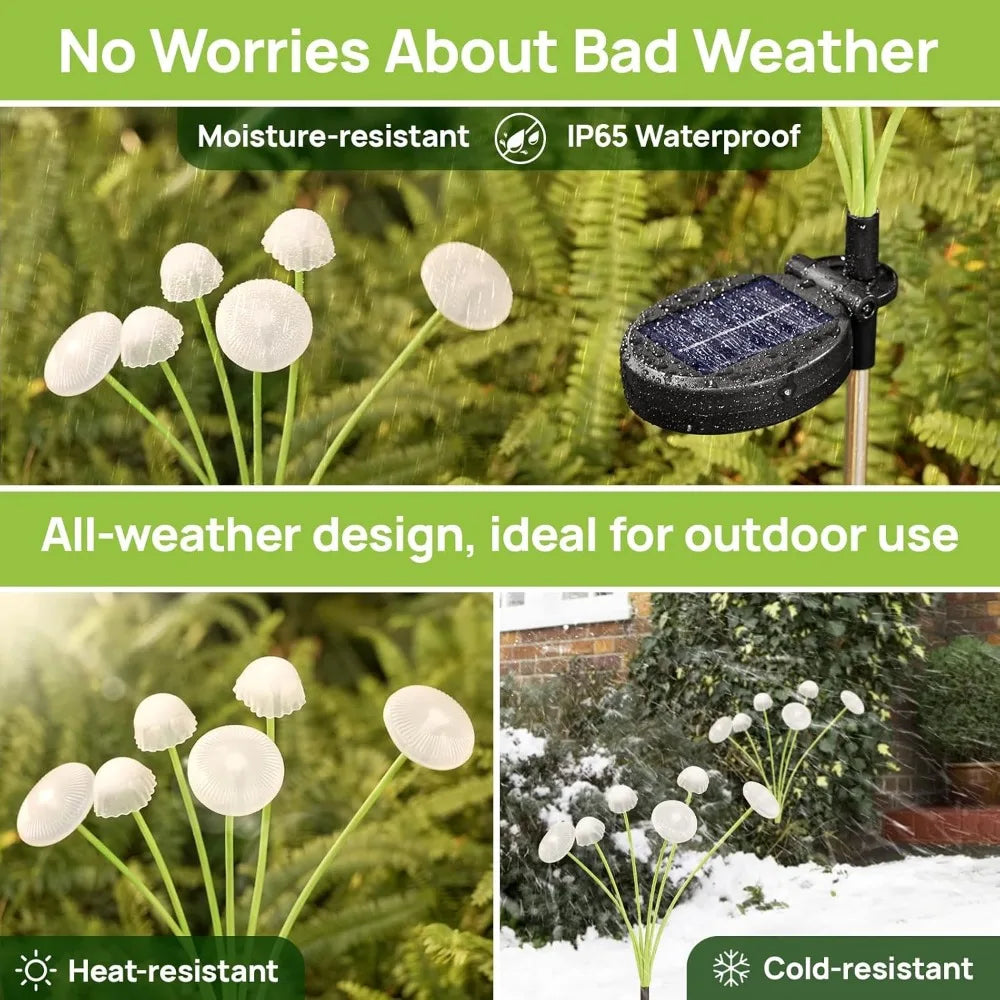 Solar Garden Lights Dual Mode LED Solar Mushroom Lights Waterproof Decor Yard Patio Pathway Jellyfish for Garden Ambiance
