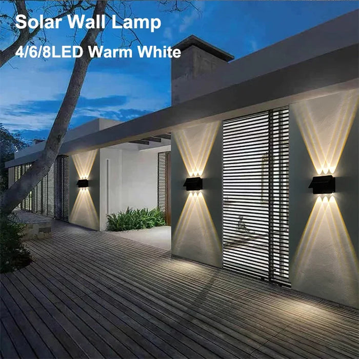 Solar Wall Light IP65 Waterproof Warm White Solar Outdoor Lights for Patio Deck Porch Barn Garage Garden Decoration