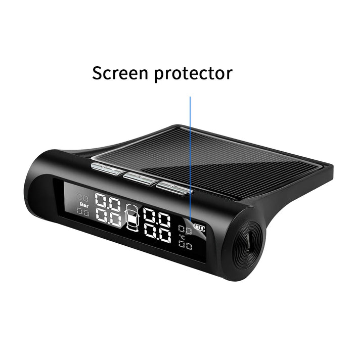 Solar Power Car Tire Pressure Alarm Digital Display Auto Smart Tpms Tire Pressure Monitor System Temperature Warning with Sensor
