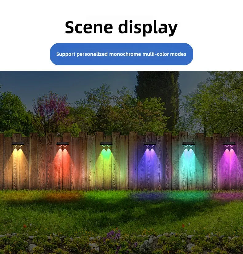 LED Solar Fence Lights Outdoor Garden Solar Powered Wall Lights Waterproof Bright Landscape Lamp Deck Patio Yard Deck Decor