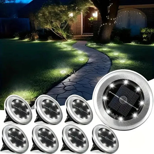 1/2pcs/4pcs/8pcs Outdoor Solar Lights Buried Garden Decor 8/20LED Lamp Sunlight Power Disk Light Underground Yard Lawn Spotlight