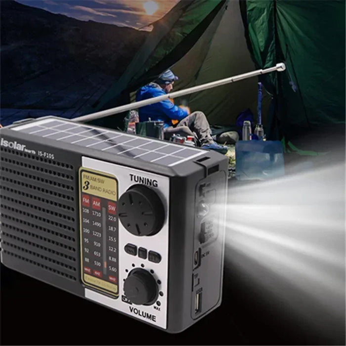 Multi Band FM Radio Solar Charging Emergency Radio with LED Lights Wireless Bluetooth Speaker Supports TF USB FM / AM / SW Radio