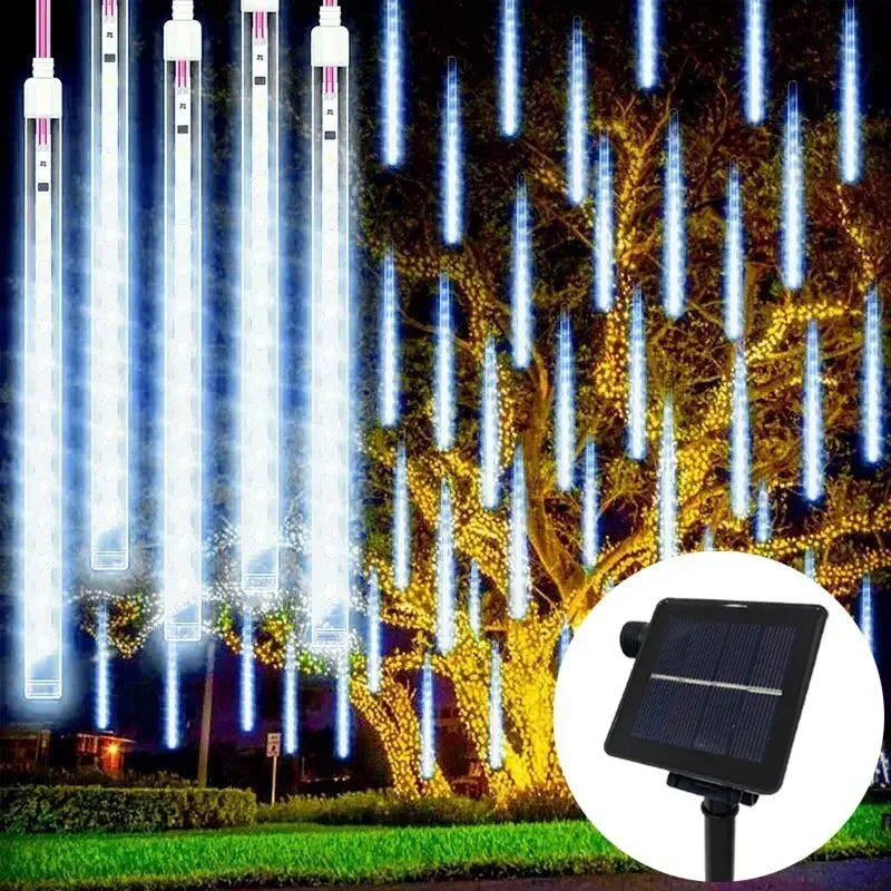LED Meteor Shower String Light Christmas Wedding Party Solar Garland Lamp Summer Garden Decoration Festoon Solar Outdoor Lights