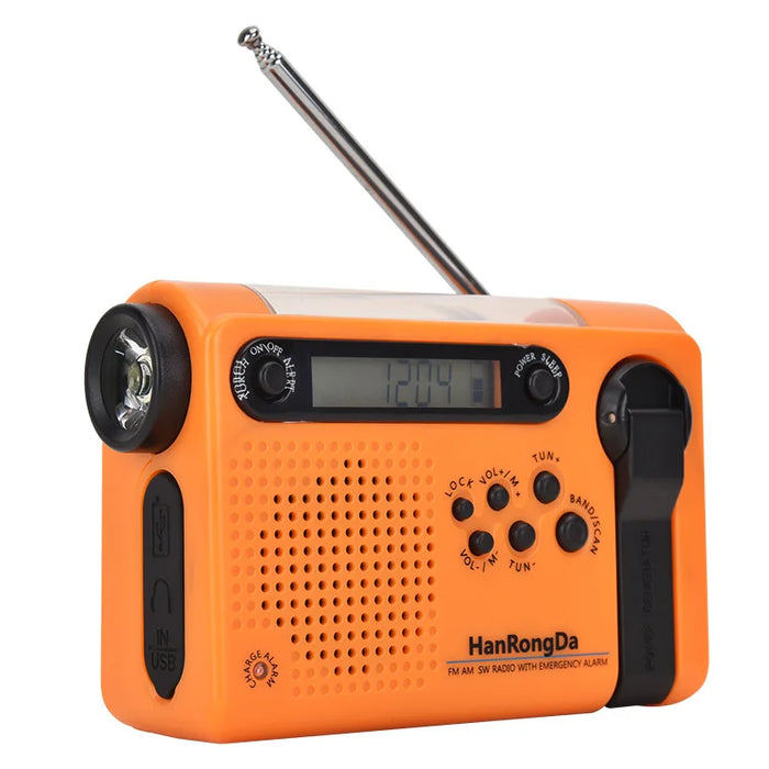 Portable Solar Hand Crank Radio 3 In 1 2000mAh Power Bank Phone Charger Flashlight Emergency Radio AM/FM/SW Weather Radios