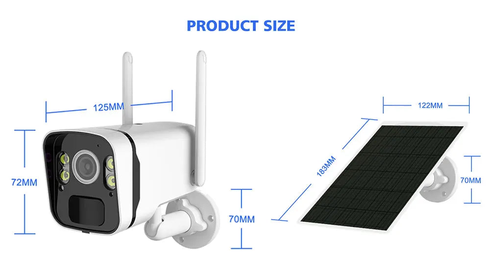Solar Panel Camera Wifi outdoor HD 5MP 2K 9600mAh Rechargeable Battery PIR Human Detection Audio 100% wire-free Security Camera