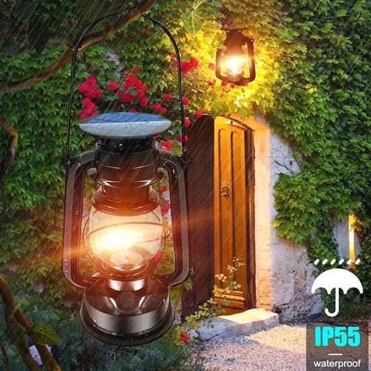 Solar Camping Lights Rechargeable Tungsten Bulb Portable Lantern With Hook Lighting Control Outdoor Waterproof Tent Lamp