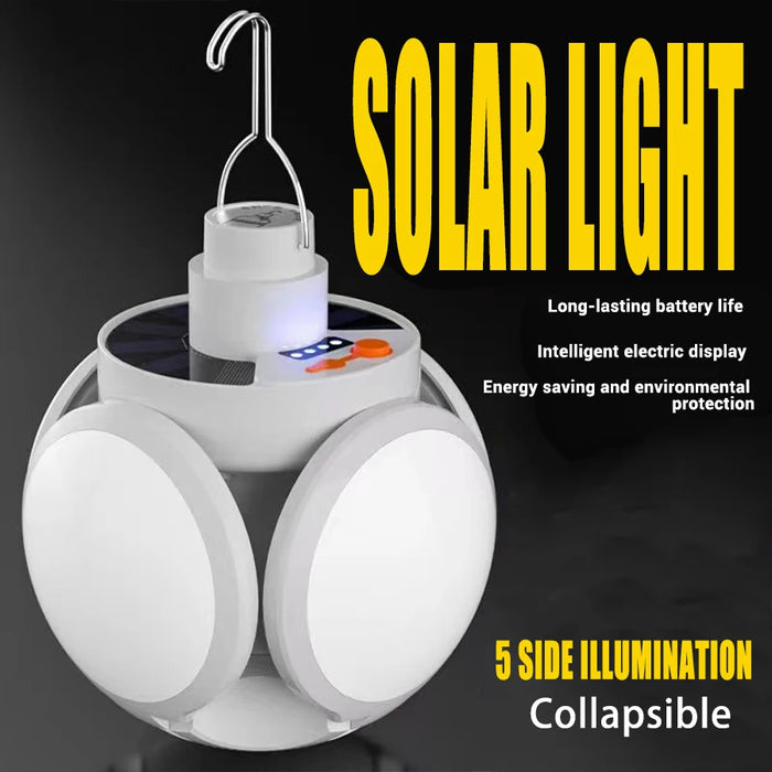 Solar LED Camping Lantern Tent Lamp With Hook Portable Outdoor Football Folding Light Emergency Hurricane Camp Lamp