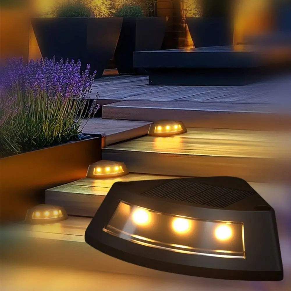 4pcs Waterproof Solar Step Lights Warm /White Light Auto Switch Deck Lights Solar Powered Easy To Use Stair Lighting