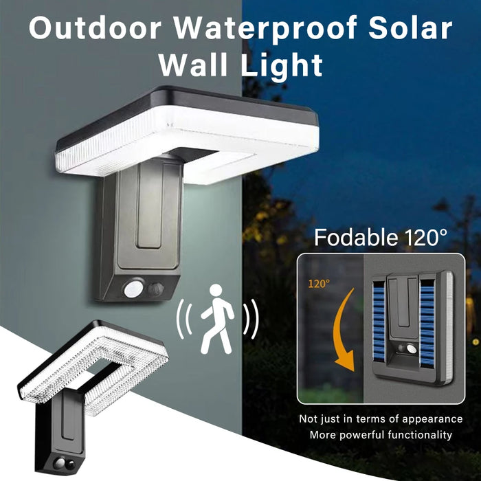 Solar Wall Lamp Outdoor Waterproof Street Lights Motion Sensor 3 Modes Solar Powered Sunlight Lamps Foldable for Garden Lighting