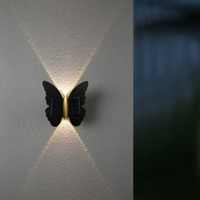 Solar Outdoor Butterfly Wall Light Waterproof Garden Light Courtyard Balustrade Fence Deck Balcony Decorative Solar Powered Lamp