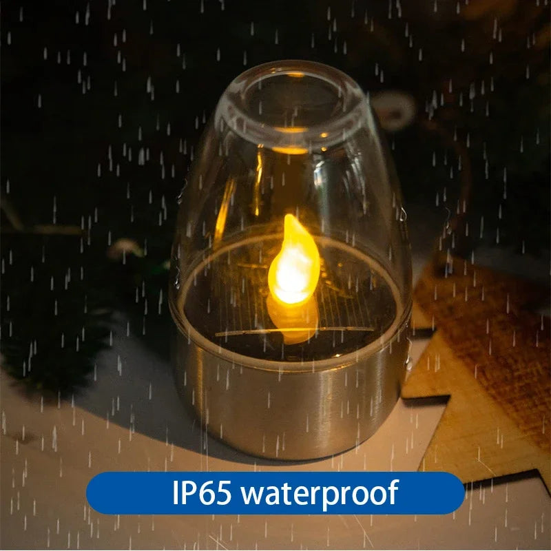 Solar Light Outdoor Terrace LED Steel Candle Light Lawn Deck Halloween Decoration Night Light Waterproof Garden Solar Light