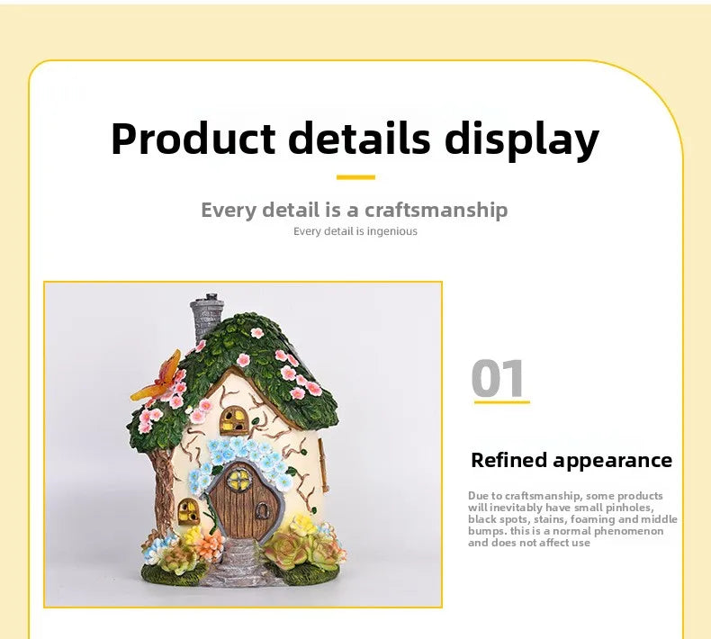 Solar Resin Cabin Christmas Outdoor Courtyard Garden Decoration Led Nightlight Fairy Tale Atmosphere Creative Ornament