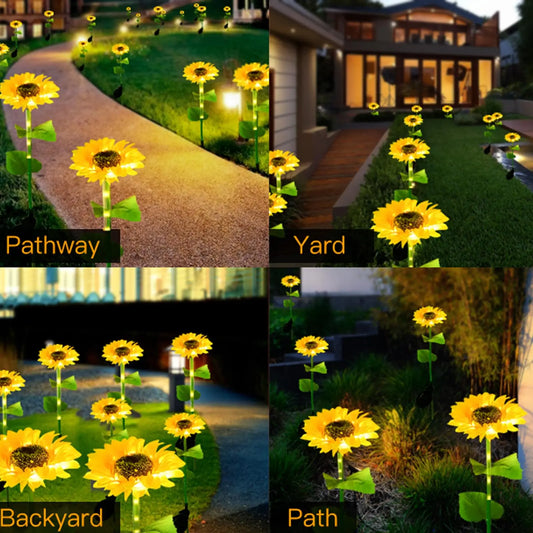Solar Outdoor Lights Sunflower Garden Decor Waterproof Solar Flower Light Outside for Yard Patio Landscape Patio Walkway Pathway