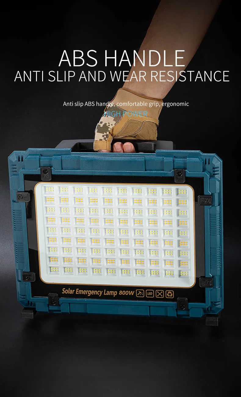 Rechargeable Solar Flood Light Outdoor Portable LED Reflector Spotlight IP66 Waterproof Camping Work Light Floodlight