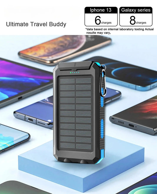 Xilecaly Waterproof Power Bank 20000Mah Dual USB Travel Outdoor Mobile Phone Charger Solar Powerbanks For Camping For iphone 16