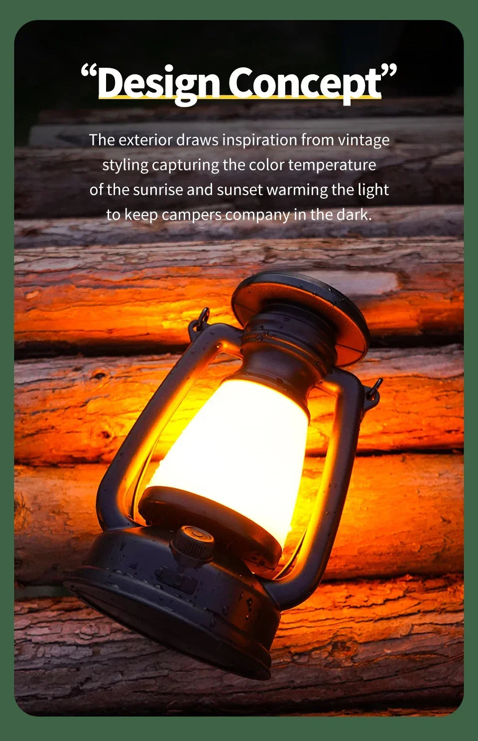 USB Rechargeable/Solar Charging Camping Light Portable Camping Lanterns 3 Lighting Modes Dimming Outdoor Hanging Tent Light