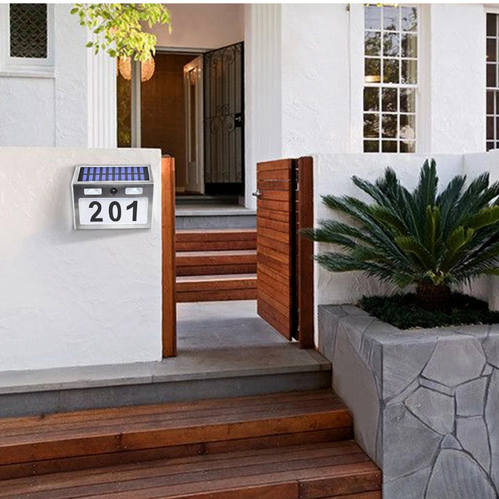 Solar House Number Lights Outdoor Waterproof LED Address Sign Lamp Wireless Sunpower Garden Door Decorative Plaque Wall Light