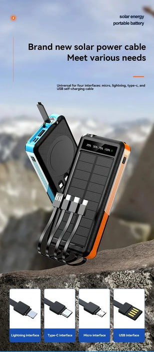 OnePlus Solar Power Bank Waterproof Outdoor Camping Portable Folding Solar Panels USB Output Sun Power For iPhone Real Capacity