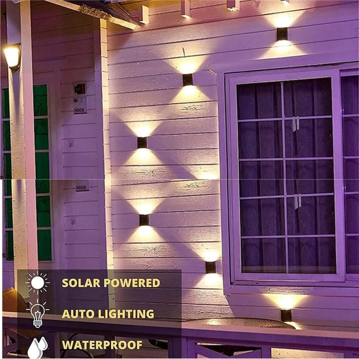 Solar Up and Down Spot Lights Outdoor, Street Wall Light Lamp Solar Powered Sunlight Waterproof Solar Lamp Garden Decorative