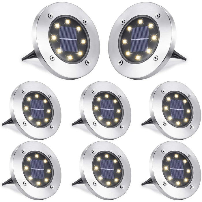 2-16 Pack Solar Ground Lights Outdoor 8 LED Waterproof Garden In-ground Pathway Landscape Lighting for Lawn Deck Patio Walkway