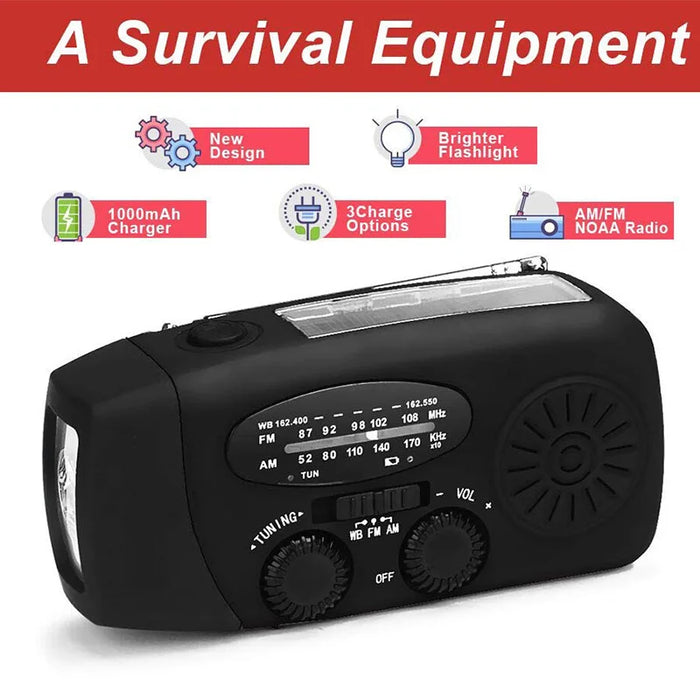 Solar Hand Crank RADIO Receiver US Mini Portable AM/FM Weather Radio With Multifunctional Flashlight Emergency Power supply/Bank