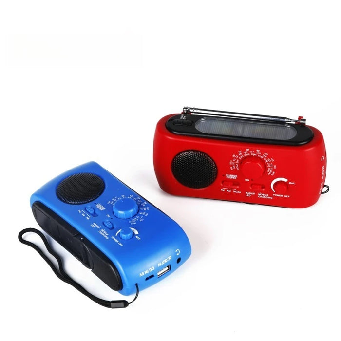 Emergency AM/FM Radio - Solar/Hand Crank/Battery Operated with Flashlight SOS Alarm Charger for Outdoor Survival Camping Storms