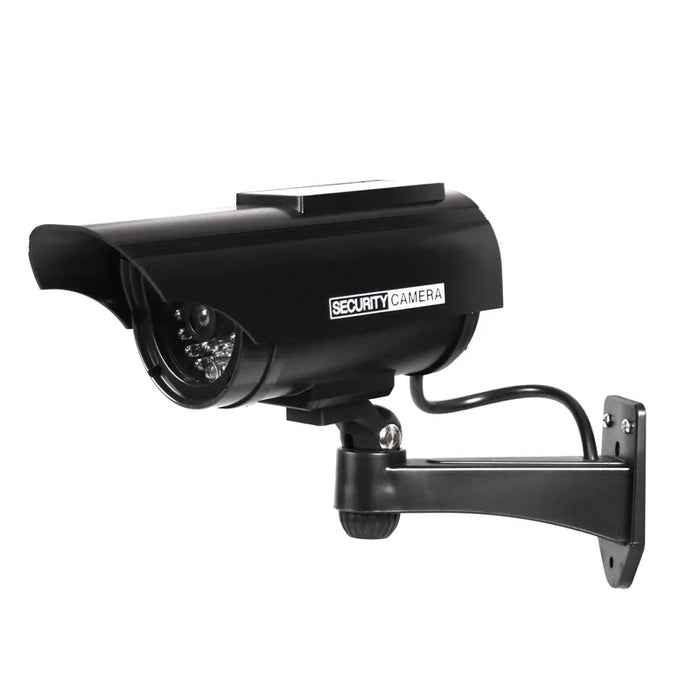 Solar Power Dummy Fake Security Camera, Anti-Theft Surveillance Camera with Flashing LED Light Outdoor Waterproof Bullet Shape