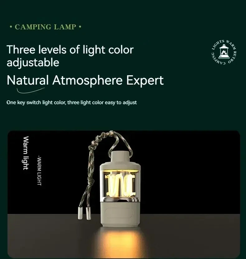 Solar Camp Lantern - IPX7 Waterproof with 360° Magnetic Base & Rechargeable