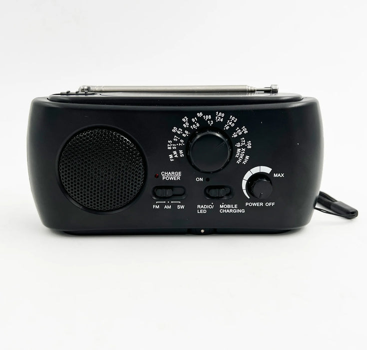 Emergency AM/FM Radio - Solar/Hand Crank/Battery Operated with Flashlight SOS Alarm Charger for Outdoor Survival Camping Storms