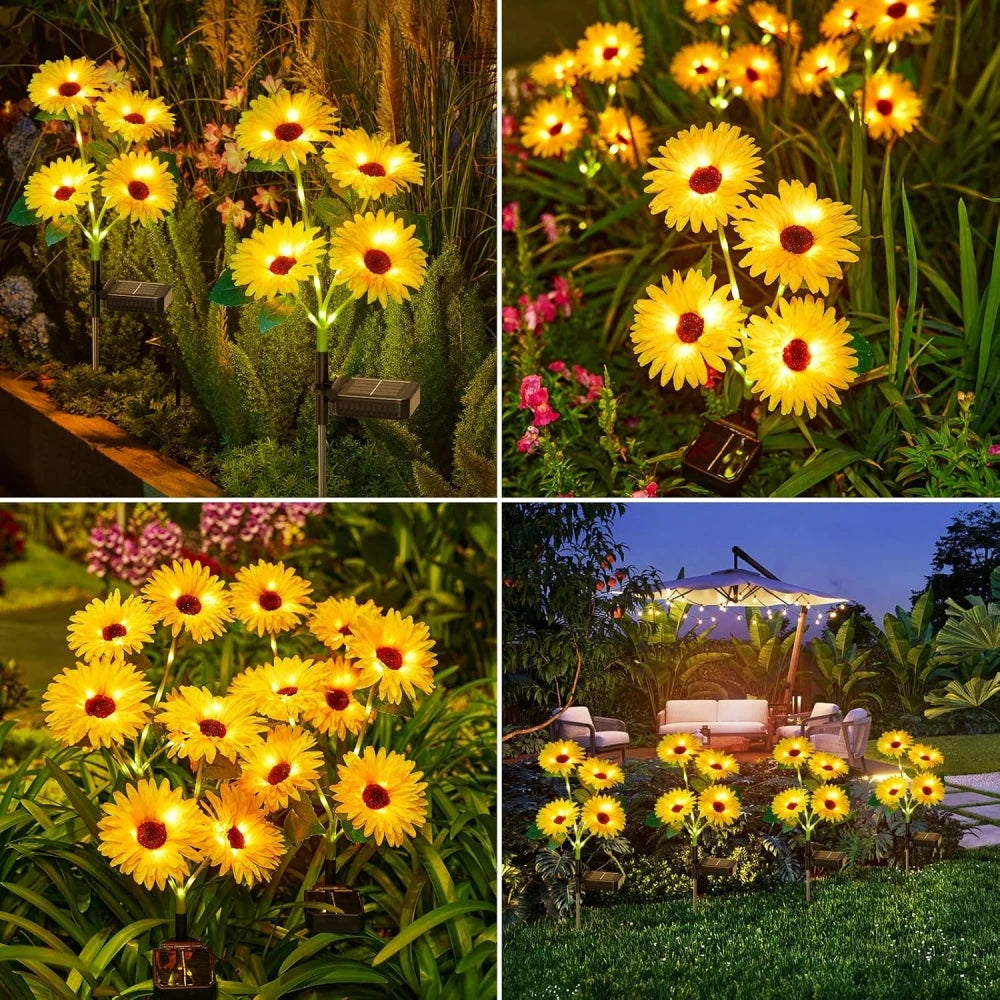 Solar Garden Flower Lights Outdoor Fabric Daisy Lavender Flowering Vine‌ LED Landscape Decorating for Yard Patio Flowerpot