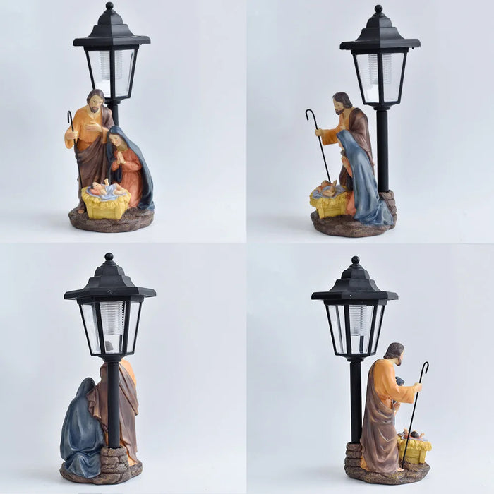 Christmas Trough Solar Light Ornament Outdoor Balcony Lawn Garden Path Atmosphere Light Statue  Garden Statues