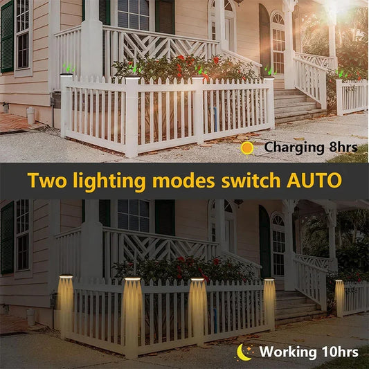 1/4 PCS LED Solar Fence Light Outdoor Waterproof Solar Light Garden Yard Fence Column Decorative Lighting for 4 Inch Wood Posts