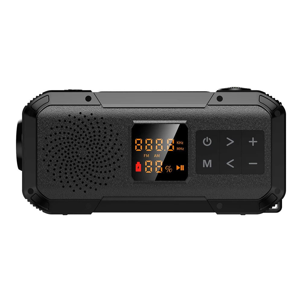 AM/FM/WB/NOAA Emergency Radio Hand Crank Solar Powered Radio Multifunction Weather Radio with BT Flashlight SOS for Outdoor