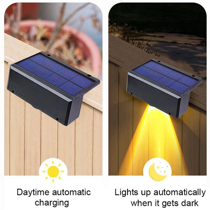 Solar Powered Fence Lights Outdoor Waterproof LED Spot Lens Solar Lamp for Outside Deck Yard Rail Designed for Wall Lighting