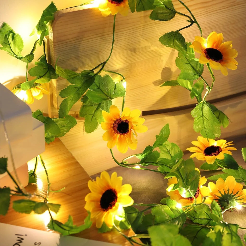 Solar Lights Fairy Sunflower Maple Leaf 10M Waterproof Outdoor Garland Solar Lamp for Garden Decoration Wedding Party Christmas