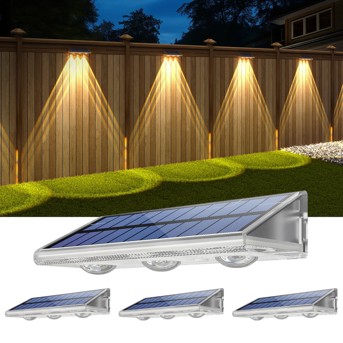 High Bright Solar Fence Lights IP66 Waterproof 3 Modes LED Wall Lamp with Rainbow Decor Auto ON OFF Solar Fence Post Light